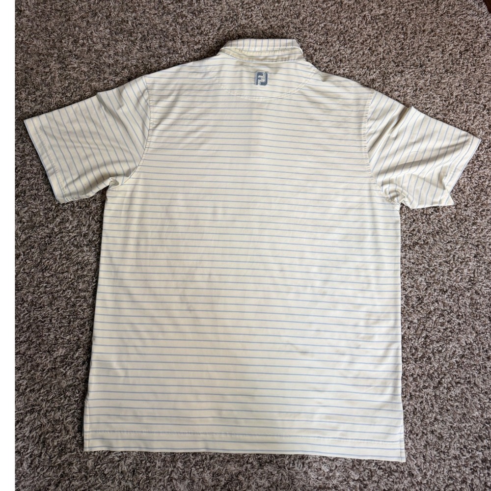 FootJoy Mens Large ProDry Golf Polo Shirt Yellow Blue Striped Short Sleeve FJ - Picture 5 of 5